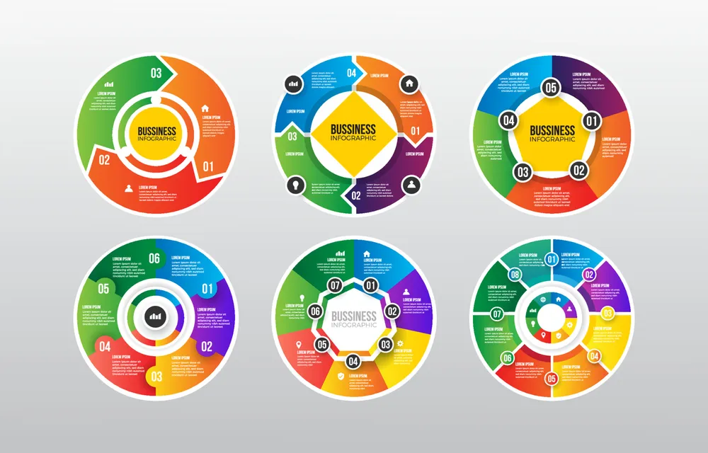 Circular Infographic Step Element Collection