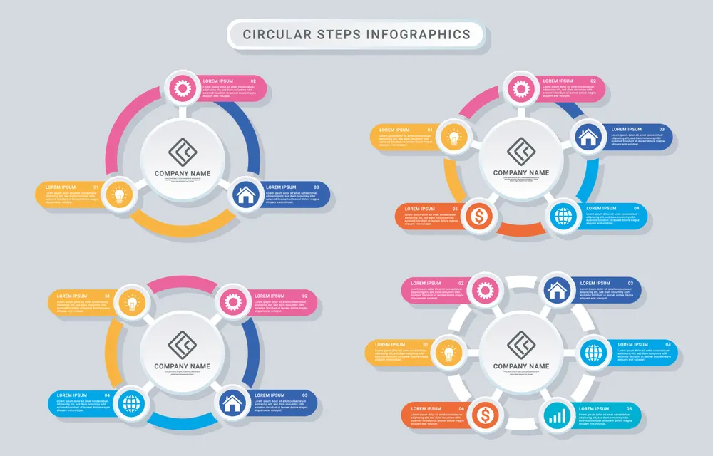 Circular Step Infographics with Icons