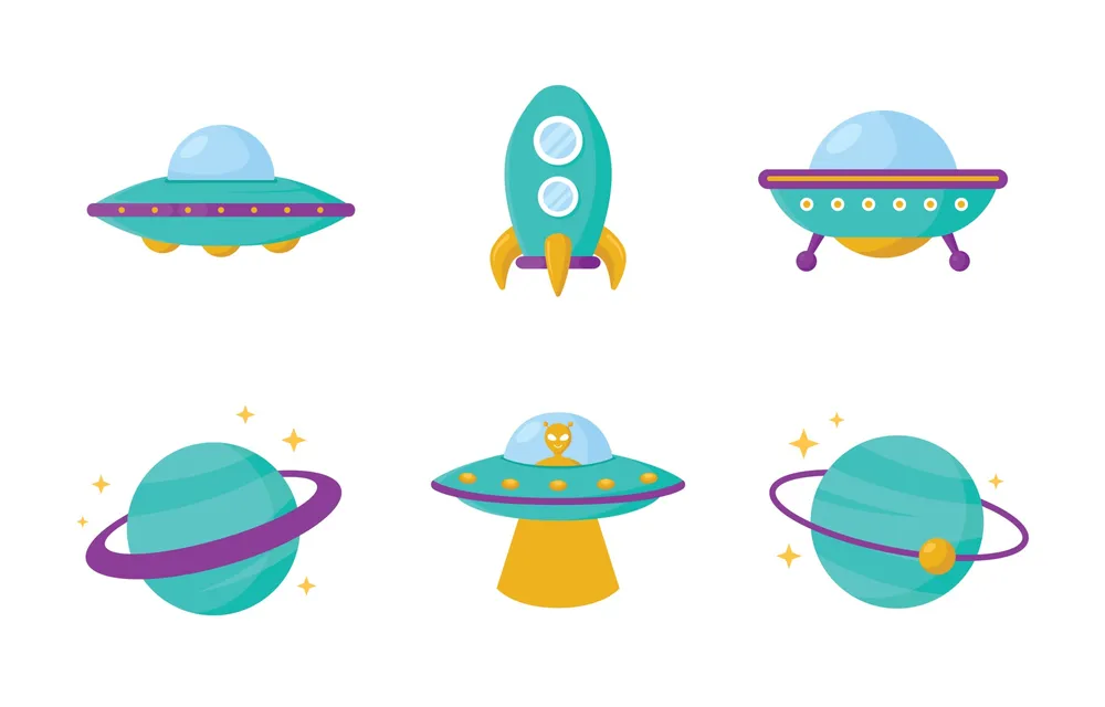 Cartoon UFO Icon Set