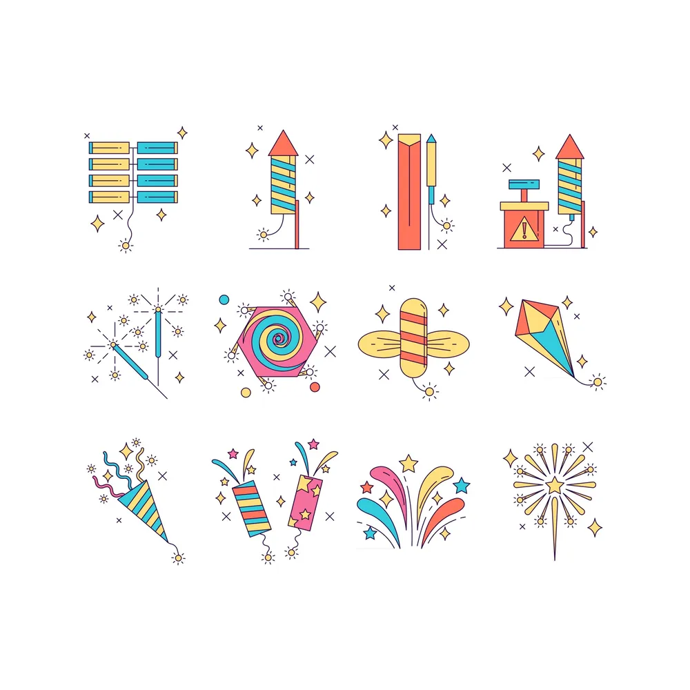 set of fireworks icons