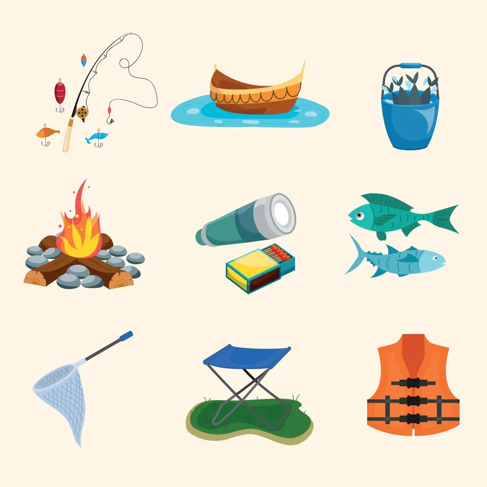 Summer Fishing Icon Set