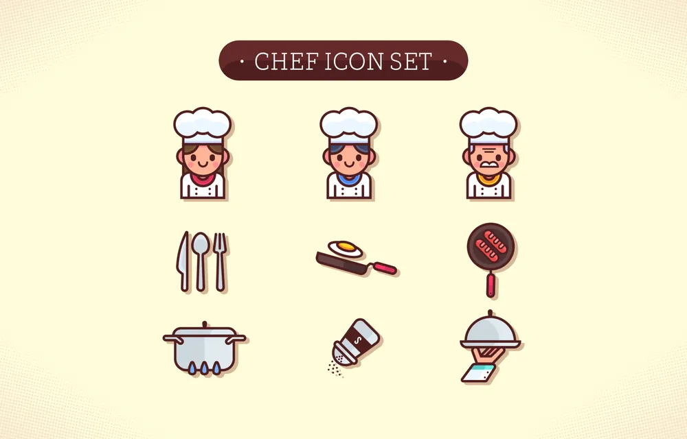 Cute Chef Icon Set