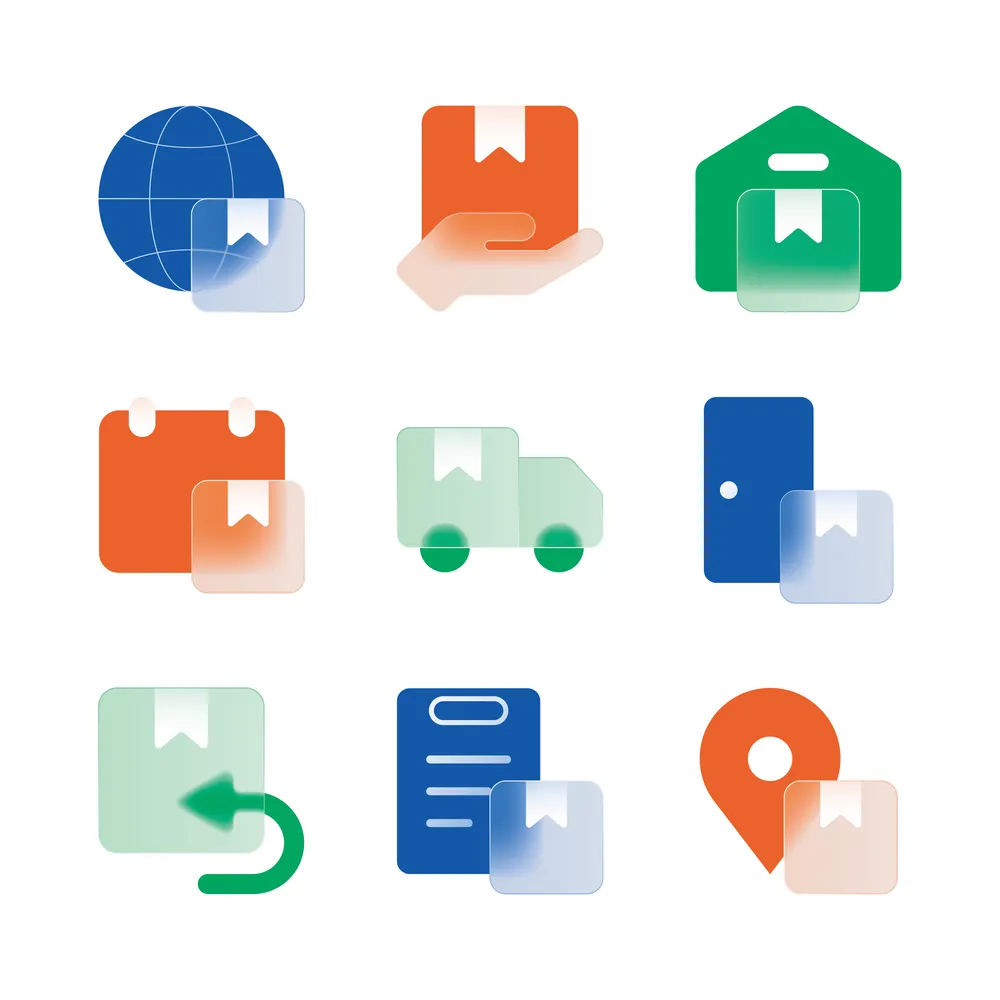 Glassmorphism Delivery Icons