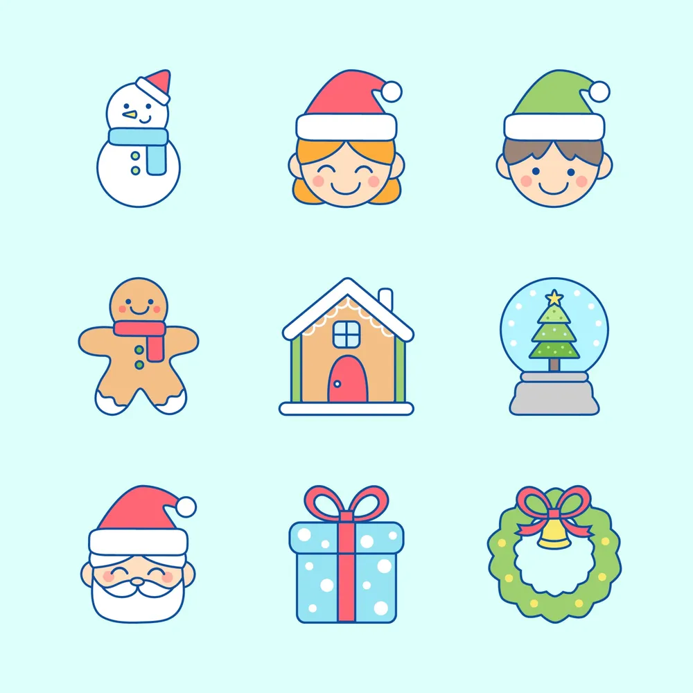 Cute Christmas Icon Set