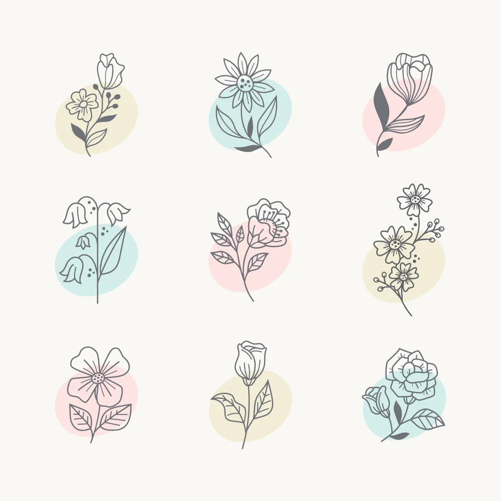 Flower Outline Icon Set