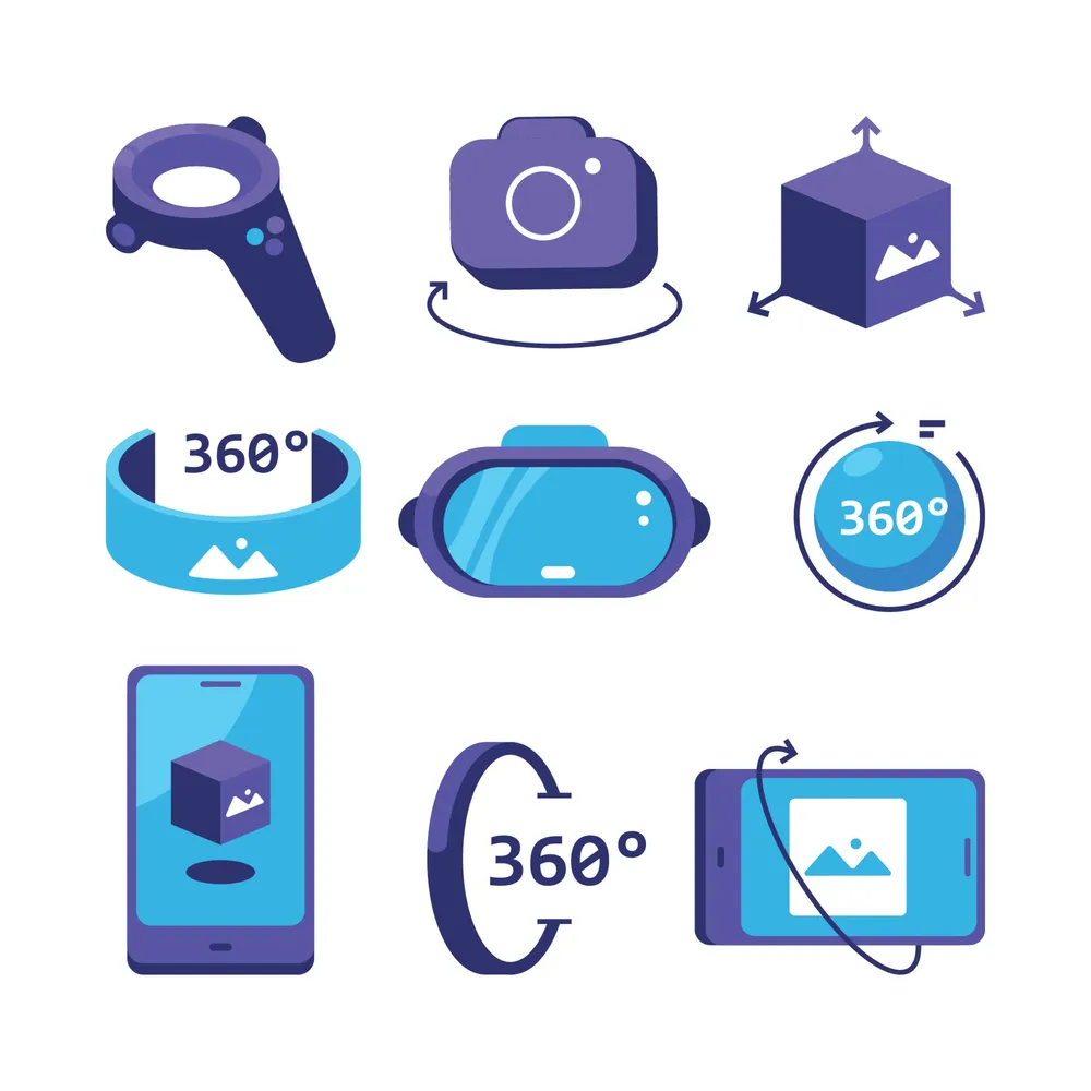 Virtual Tourism Icon Set