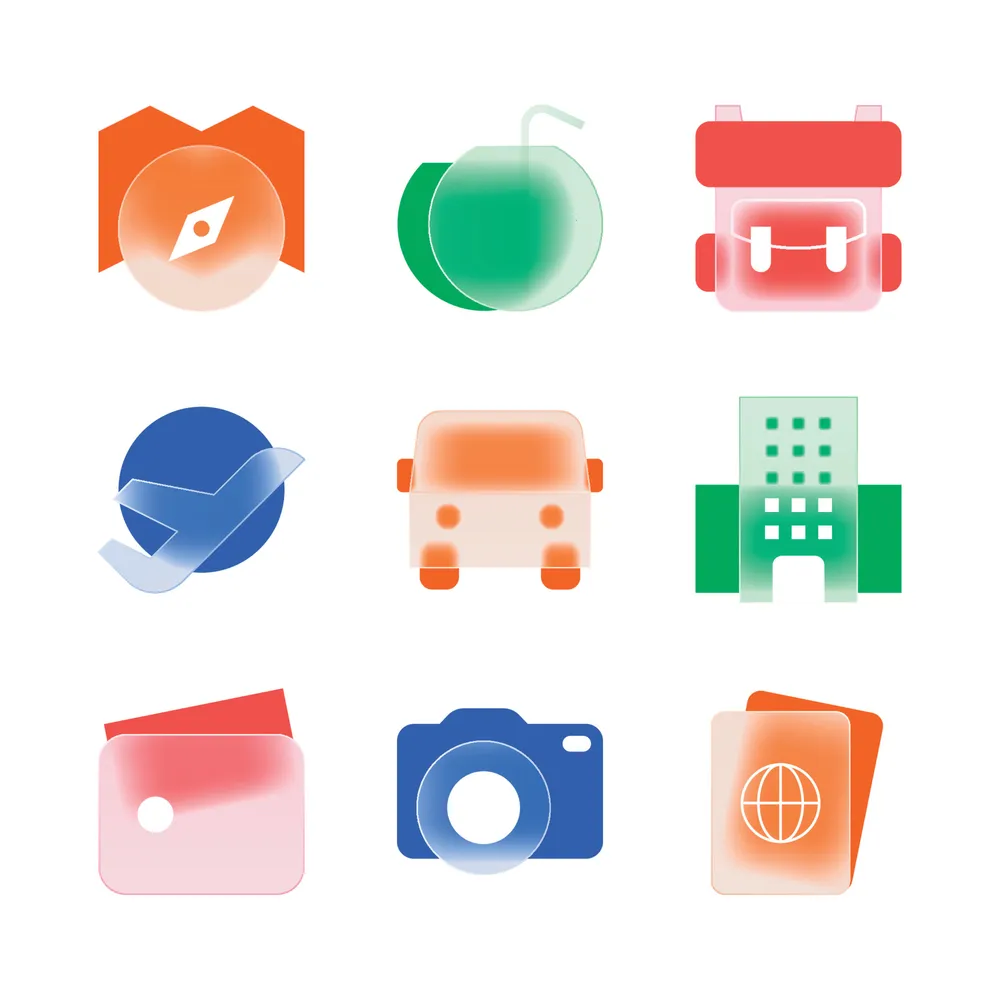 Glassmorphism Travel Icons