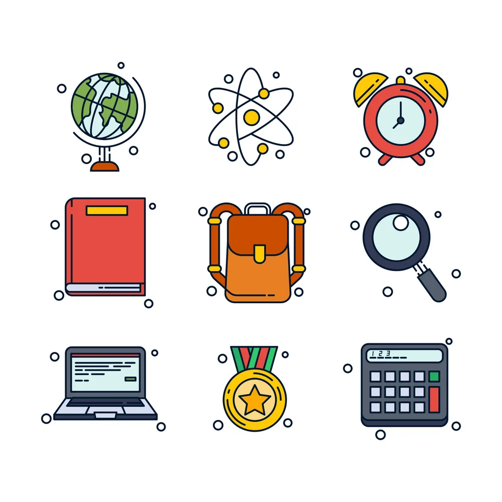 School supply icon set