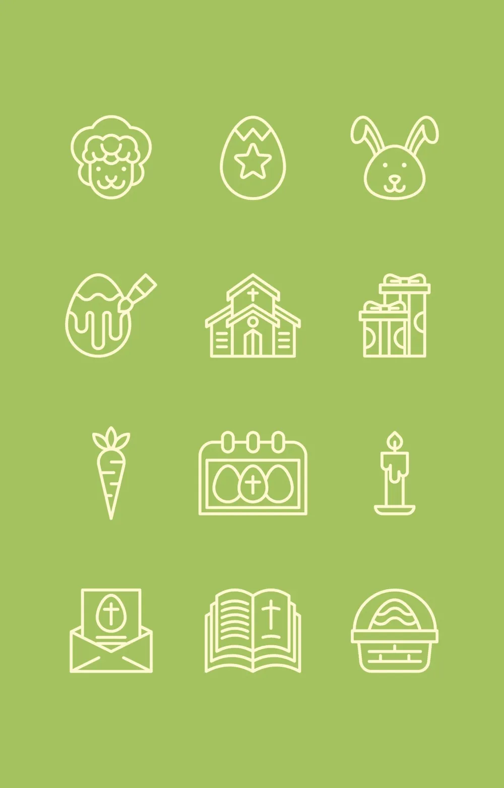 Happy Easter Outline Icons