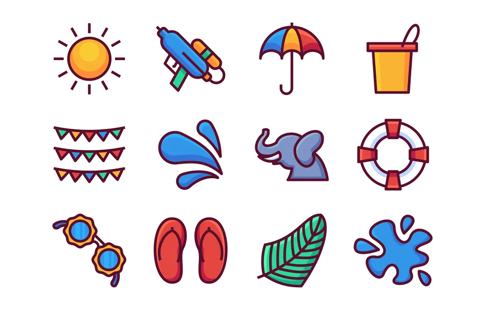 Songkran Water Festival Icons