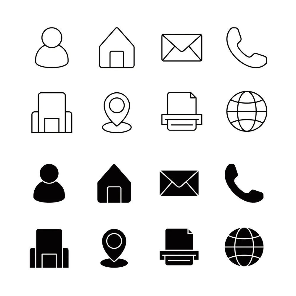 Business Card Contact Icon Set
