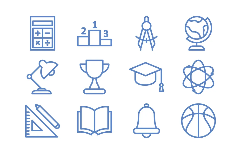 Education Flat Outline Icon Collection