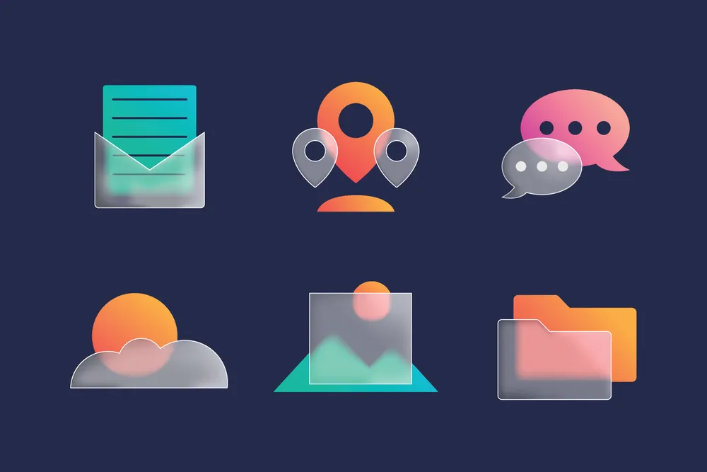 Glass Morphism UI Icon Set