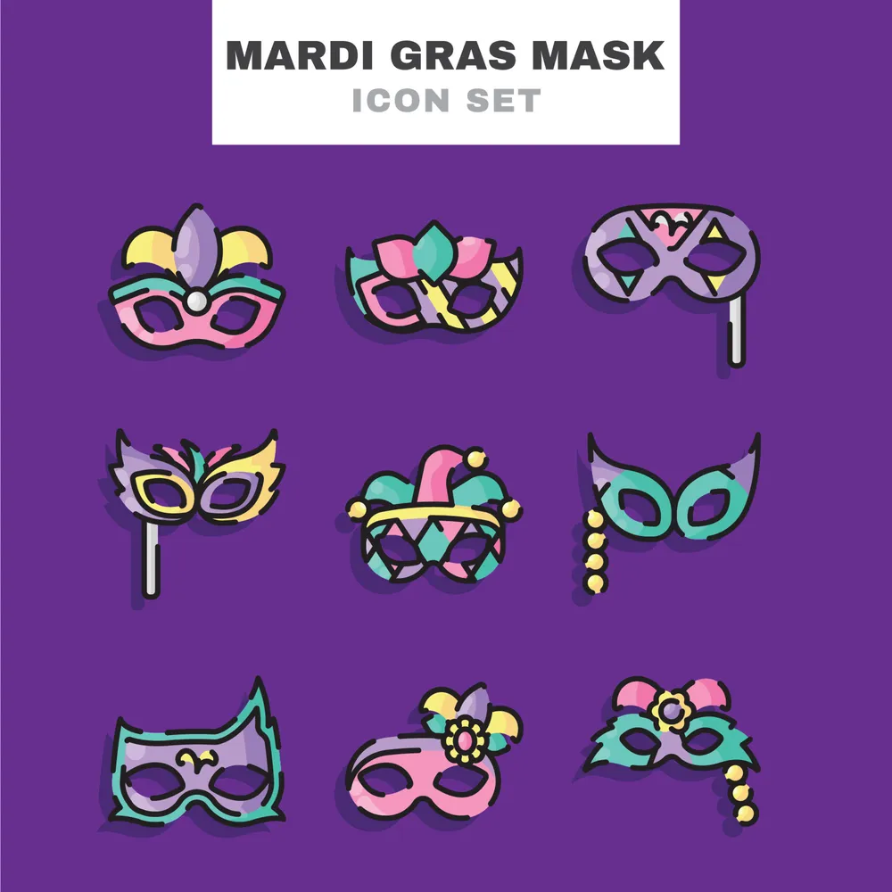Mardi Gras Mask Icon Set