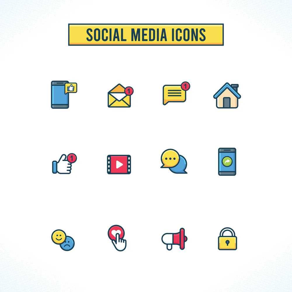Social Media Reaction Colorful Icons