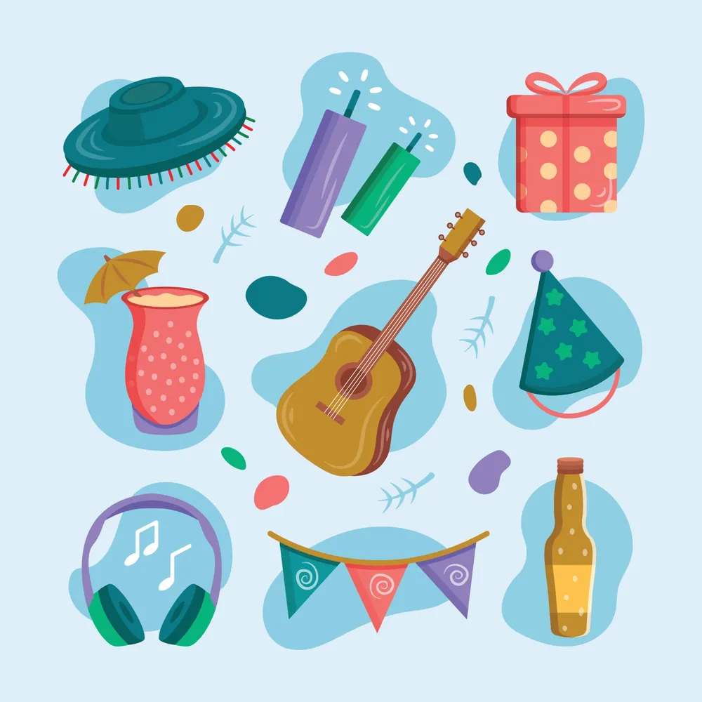Set of Colorful Party Icons