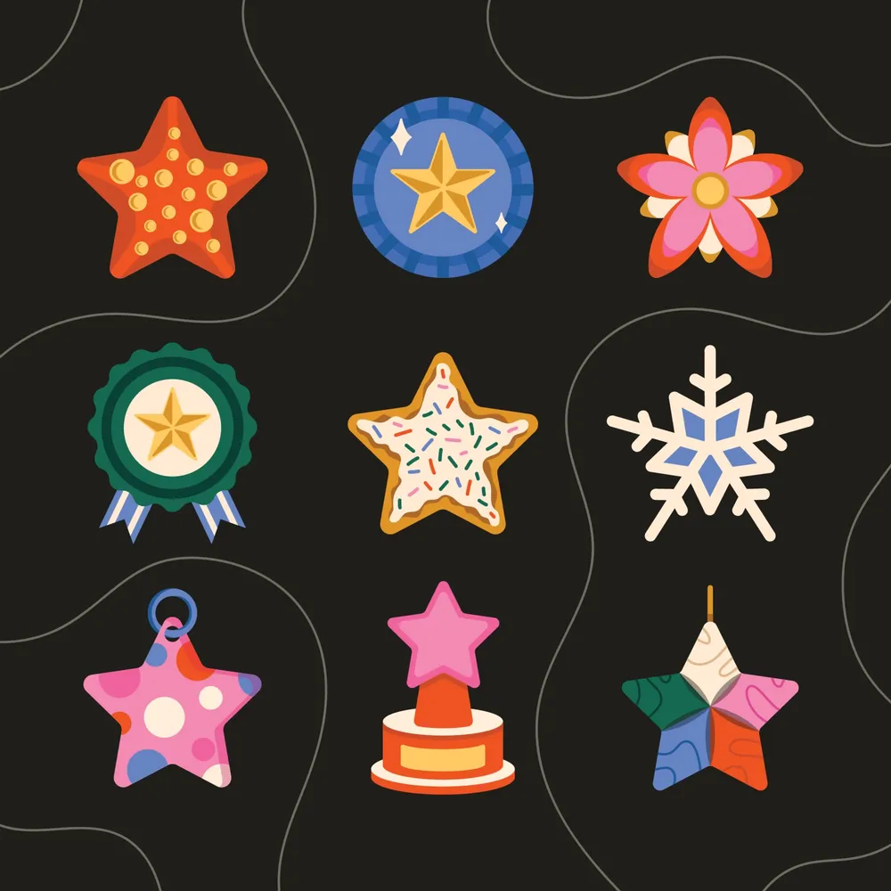 Colorful Star Icon Template Set