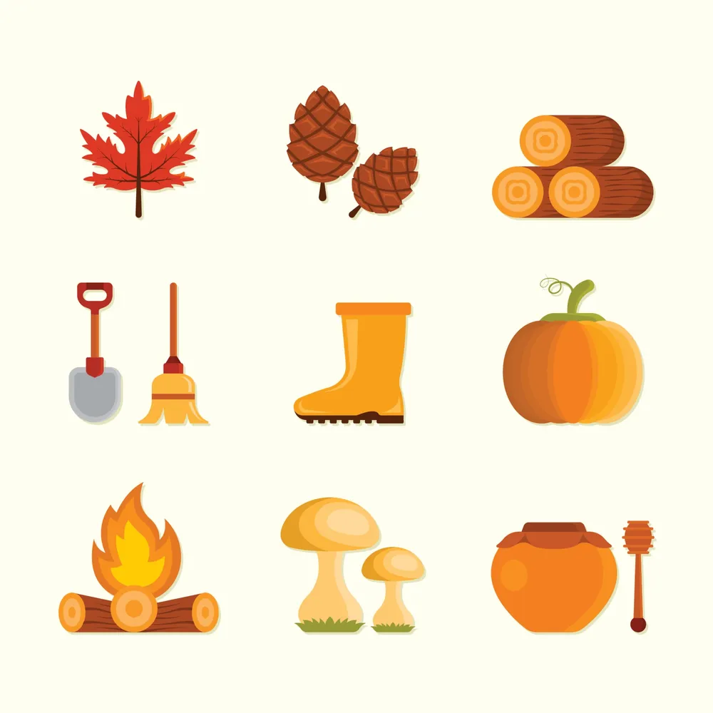 Set of Fall Element Icon