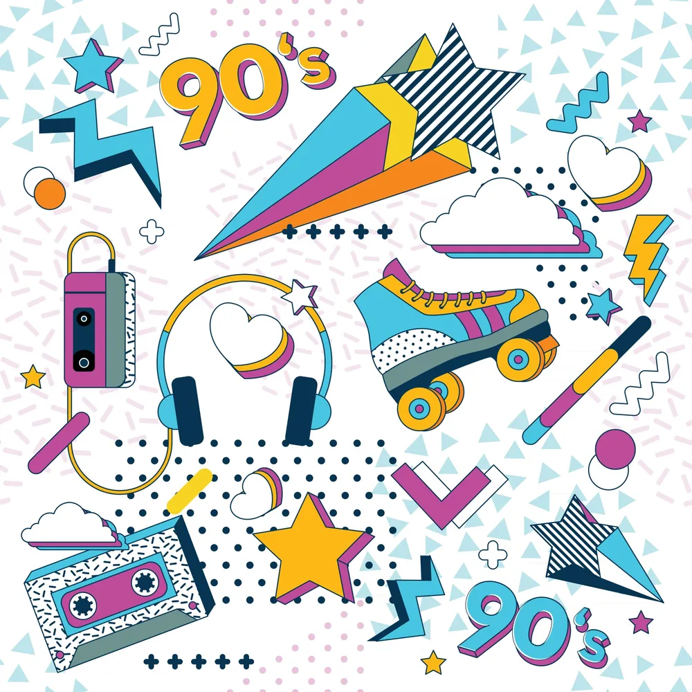 90s Icons with Colorful Style