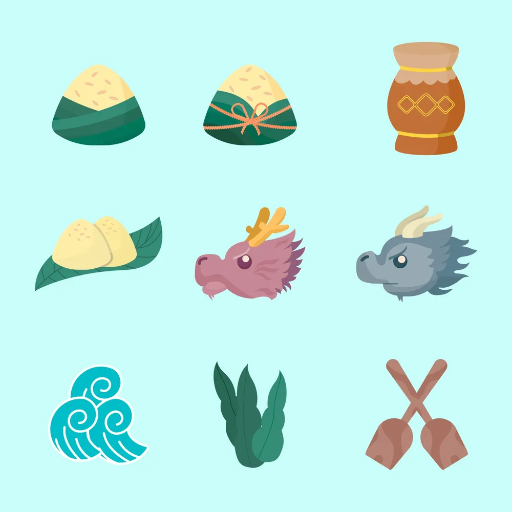 Dragon Boat Festival Icon Set