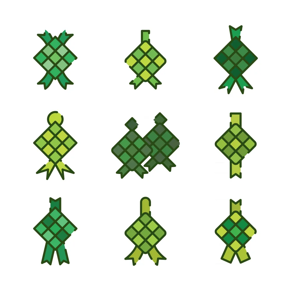 Green Ketupat For Eid Icons