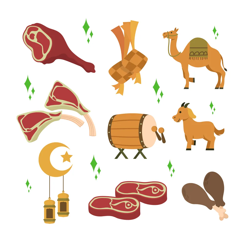 Eid Adha Flat Icon Set