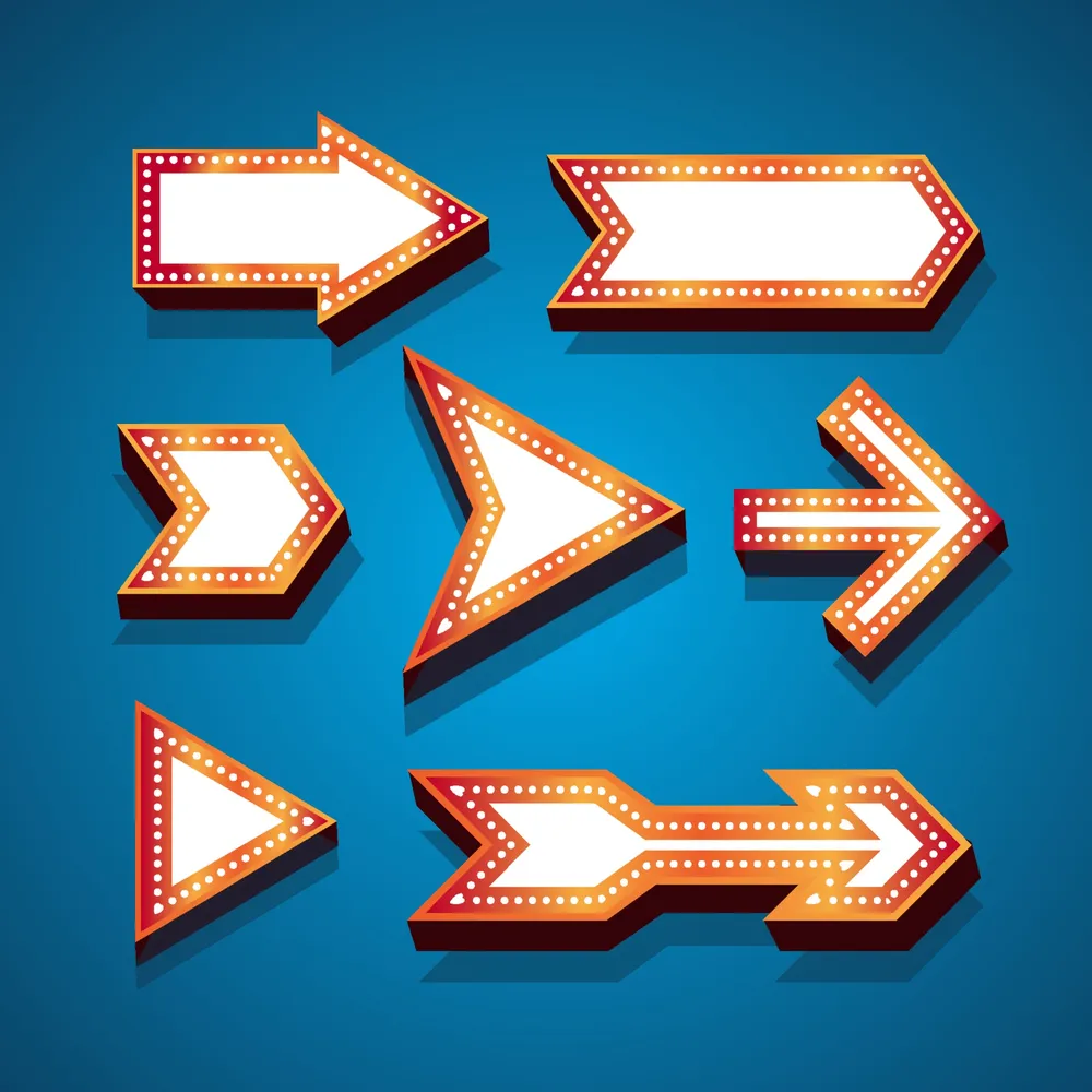 Arrow Neon Signage Icon Collection