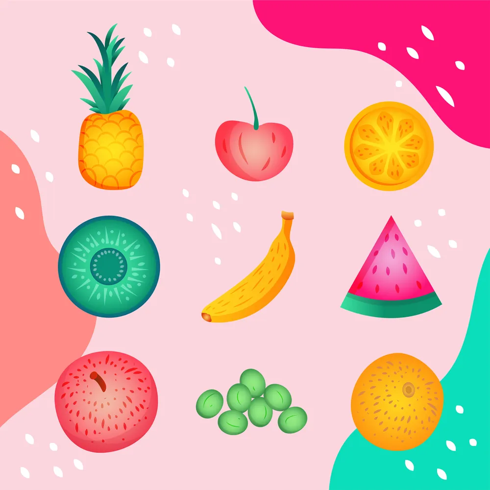 Summer Fruits Icon Set Template