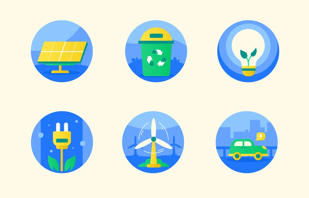 Renewable Energy Technology Icon Set