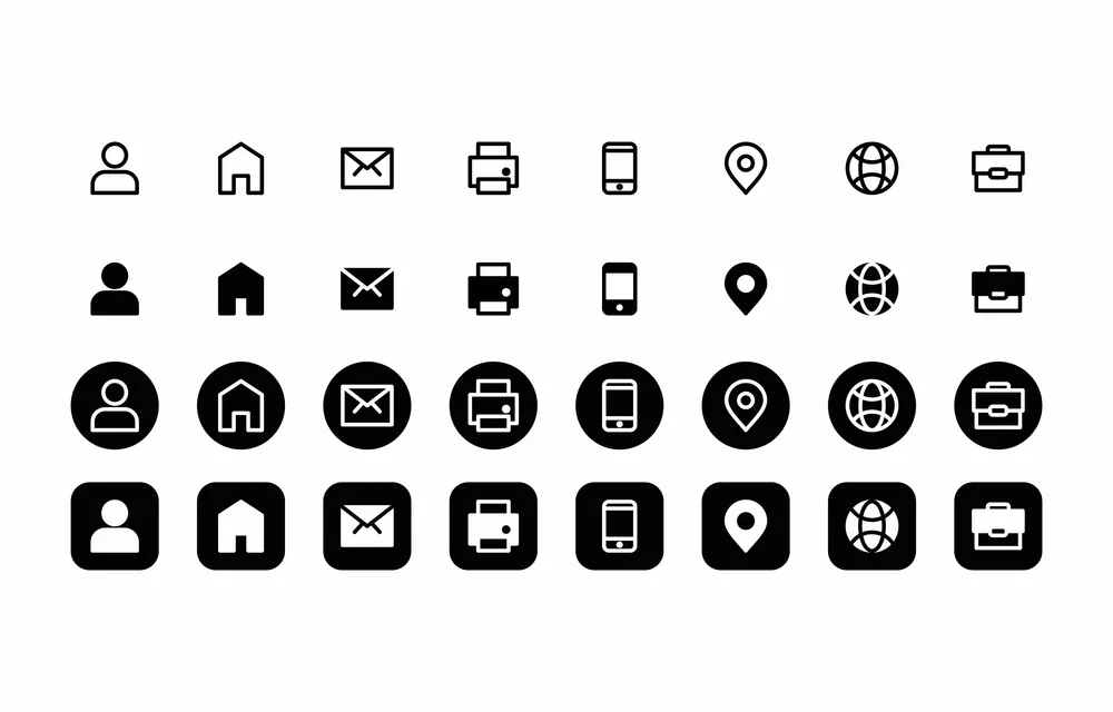 Business Card Contact Information Icon Collection