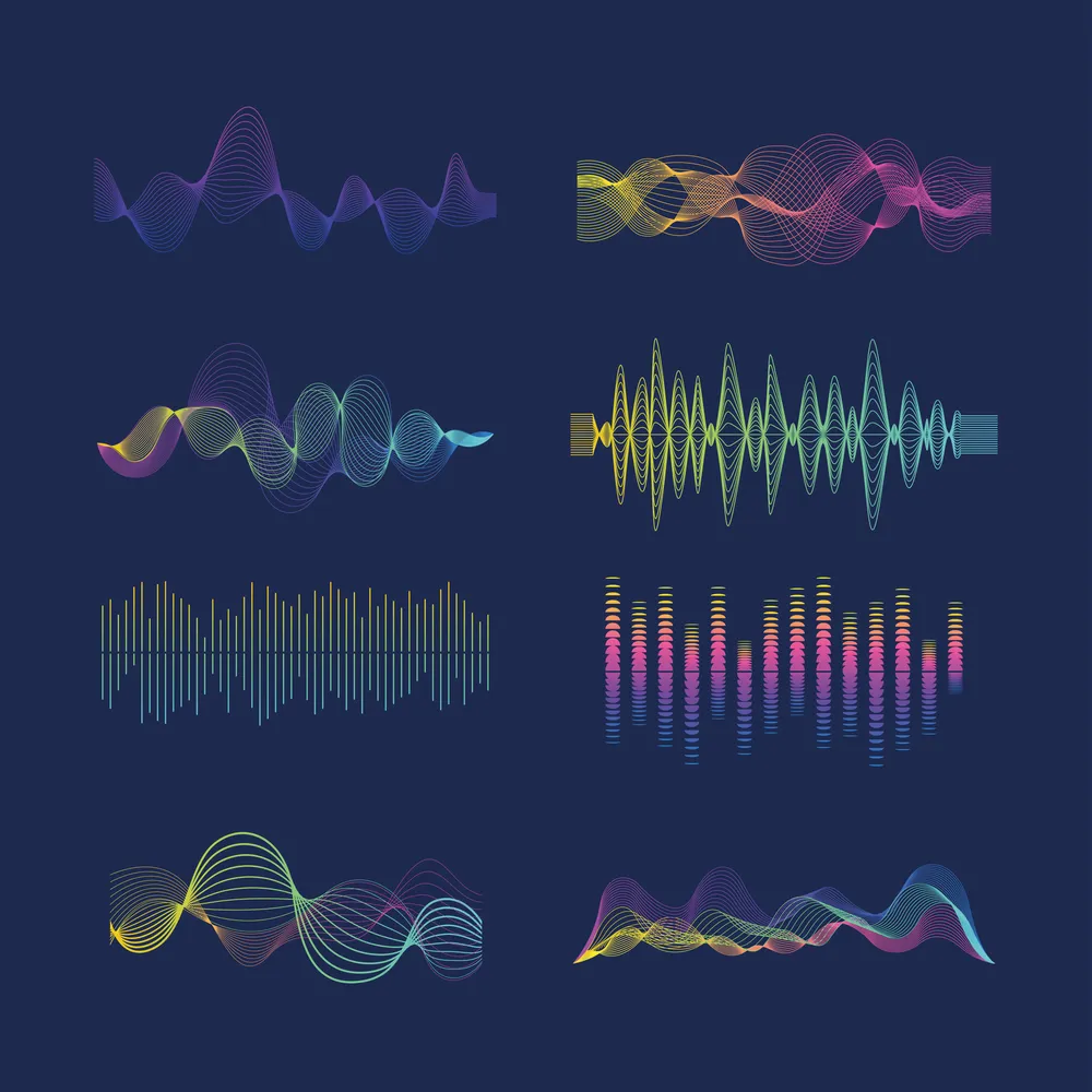 Vibrant Color Sound Wave Icon Set