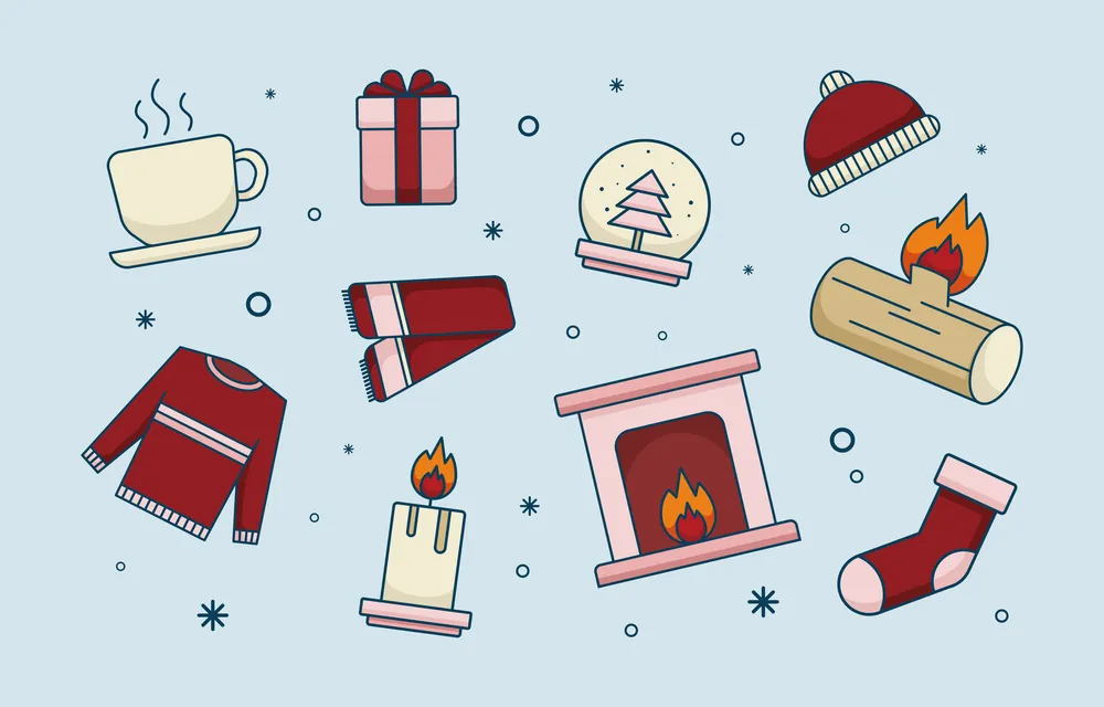 Set of Winter Indoor Activity Icon