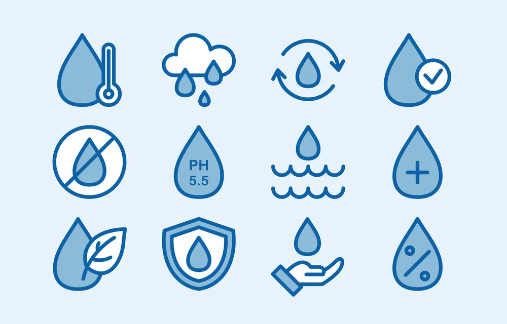 Set Of Water Icon With Line Style