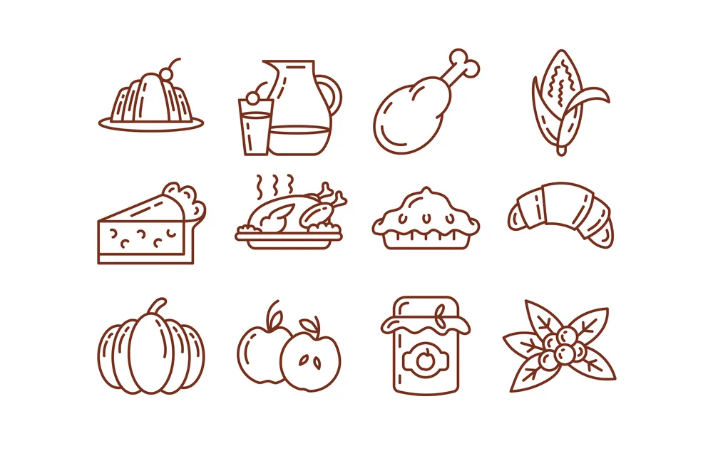 Thanksgiving Food and Beverage Line Icon