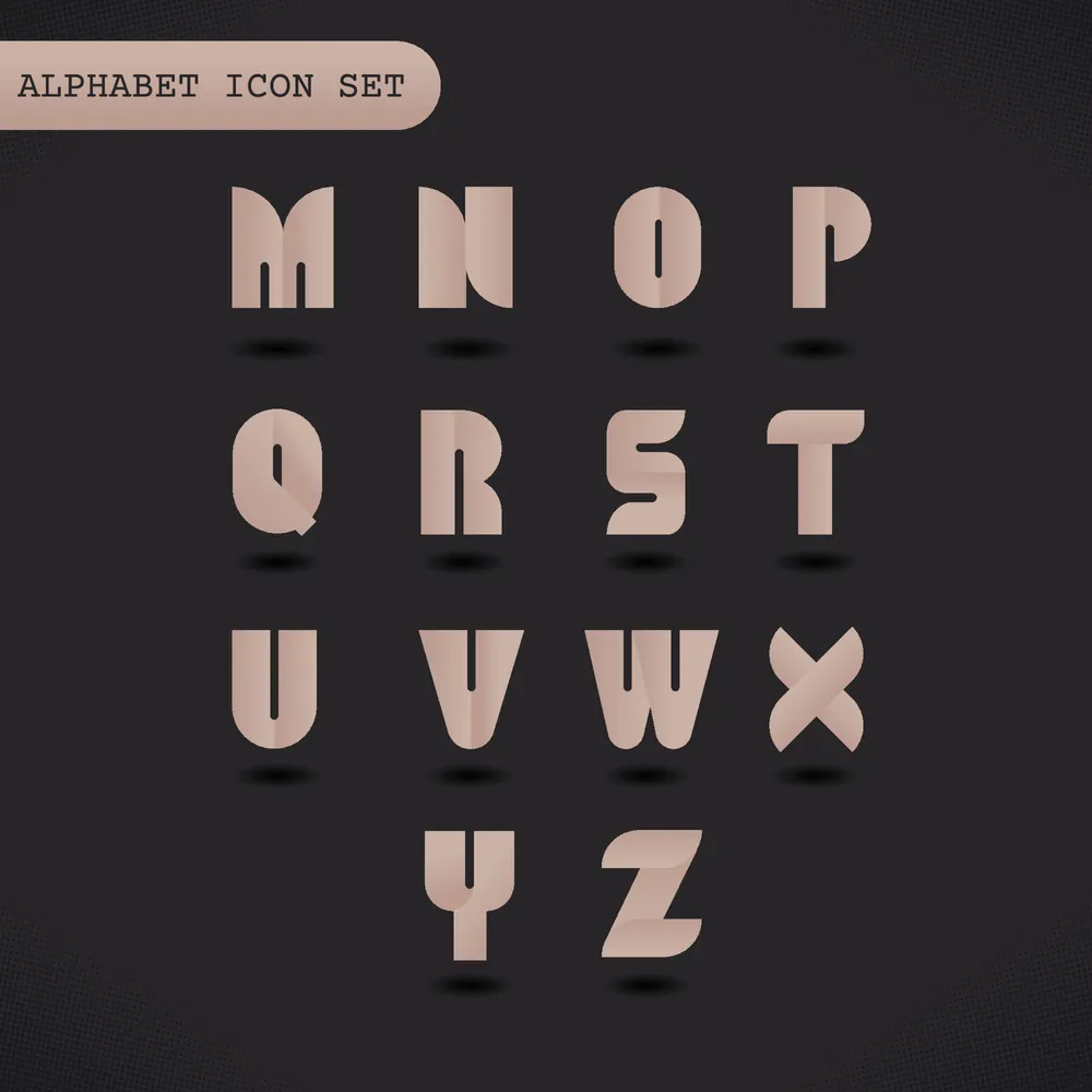 Alphabet Icon M-Z Brown Gradient Set