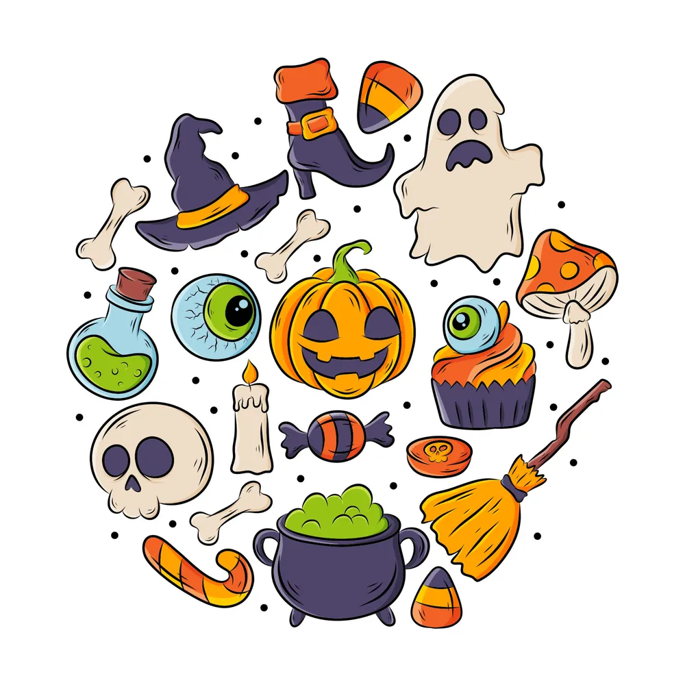Halloween Festivity Party Hand Drawn Icon Collection