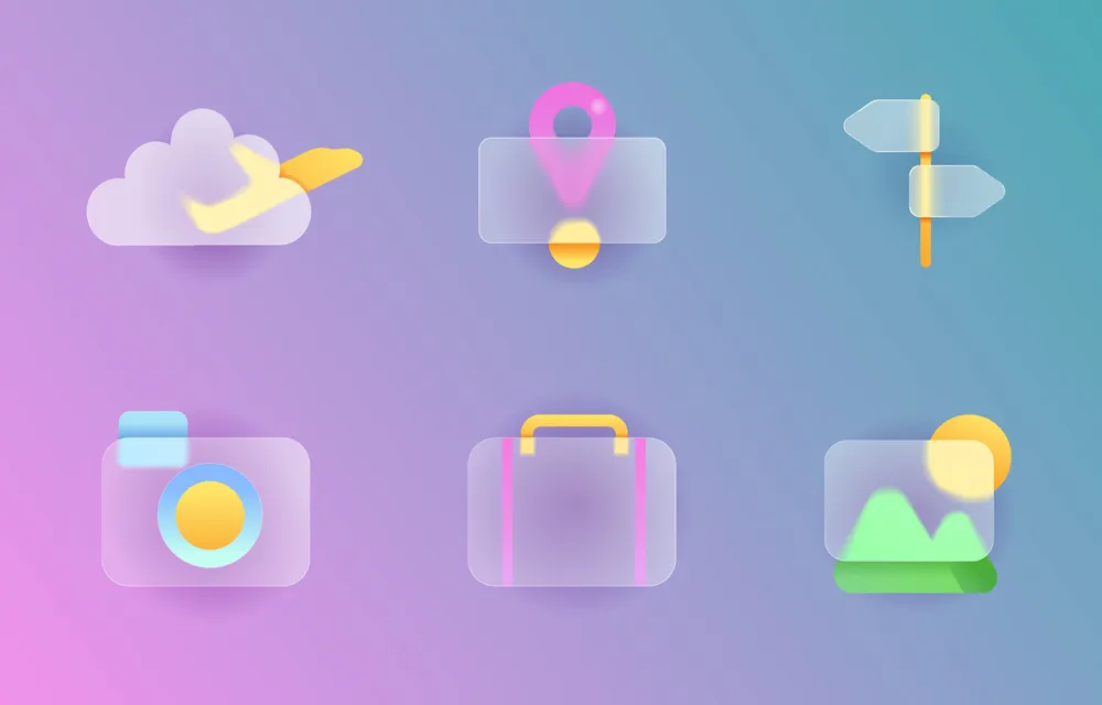 Clean Glass Morphism Traveling Icon App