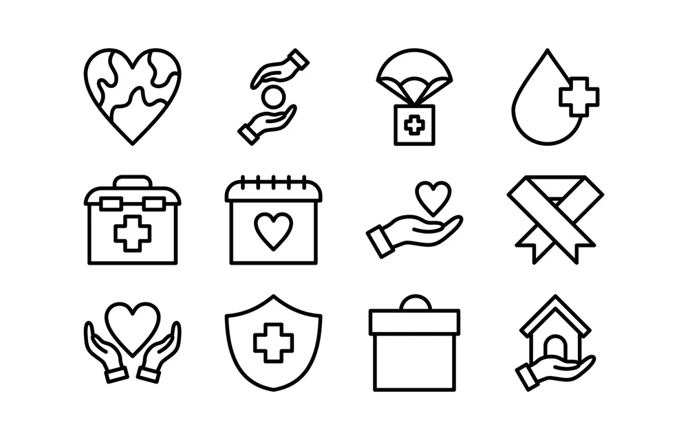 World Humanitarian Day Outline Stroke Icon Collection