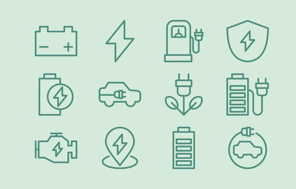 Electric Car Simple Outline Icon Collection