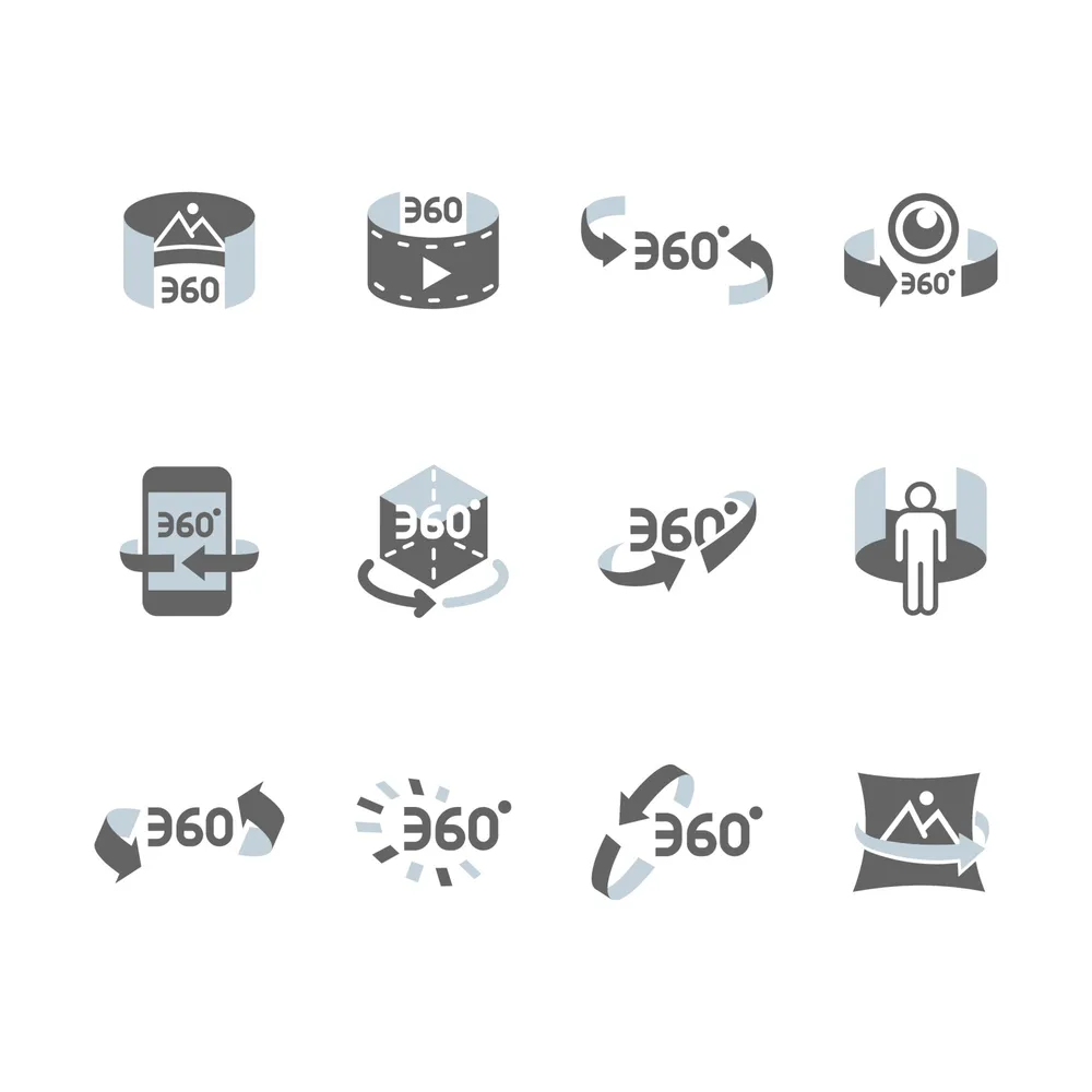 Set of Virtual Reality 360 degree Icon