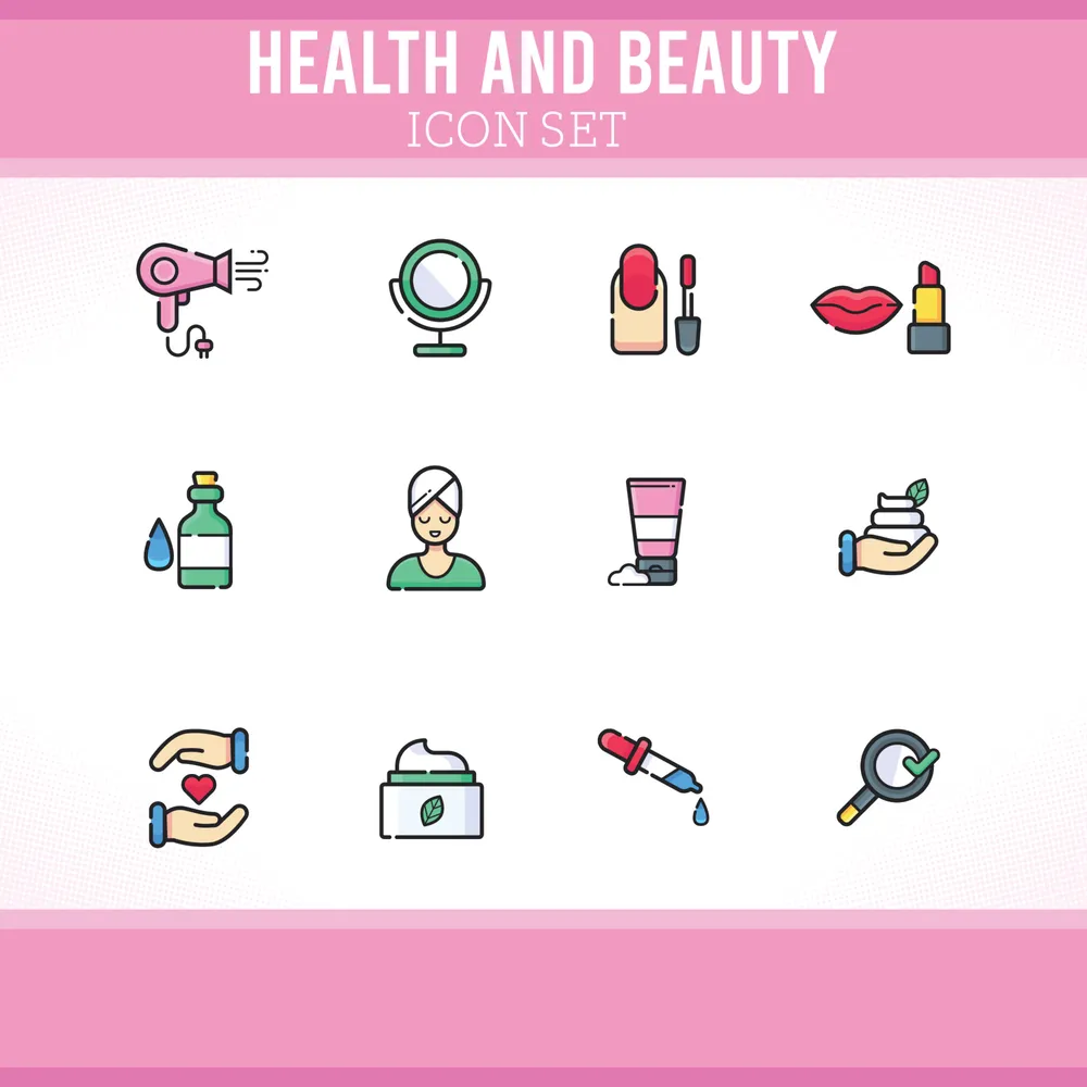 Health And Beauty Colorful Icon Set