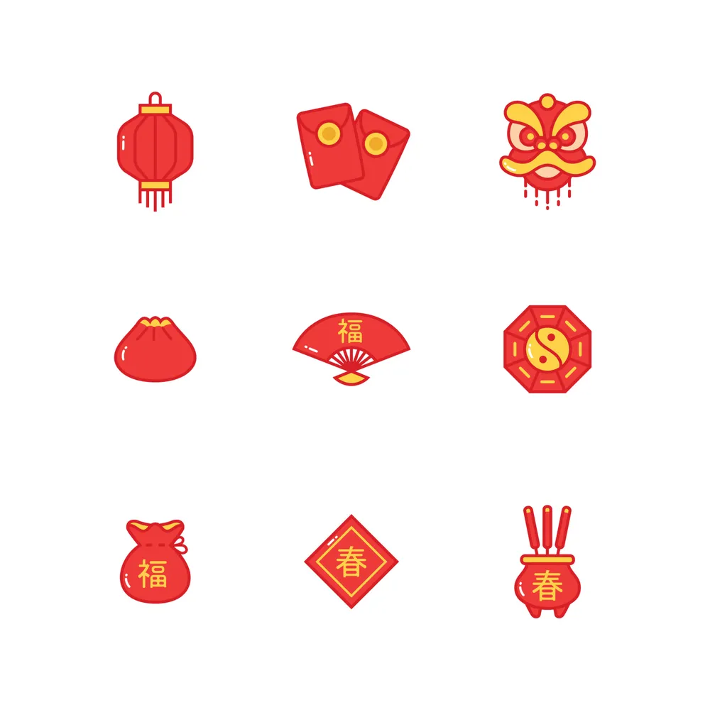 Set of Giong Xi Fa Cai Icon