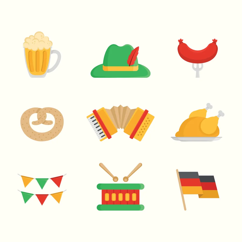 Set Of Oktoberfest Festival Element Icons