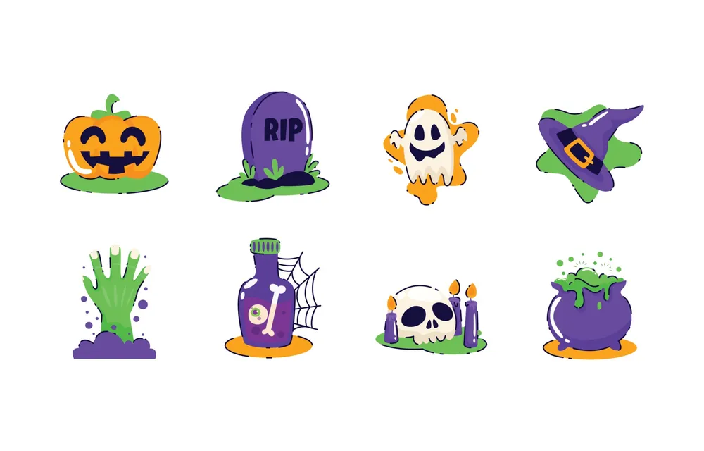 Trick or Treat Halloween Icons Set