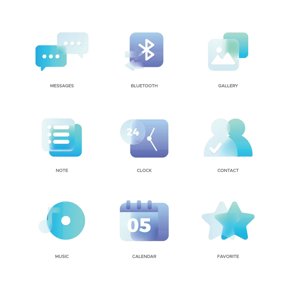 Minimalist Modern Glass Morphism Icon Collection