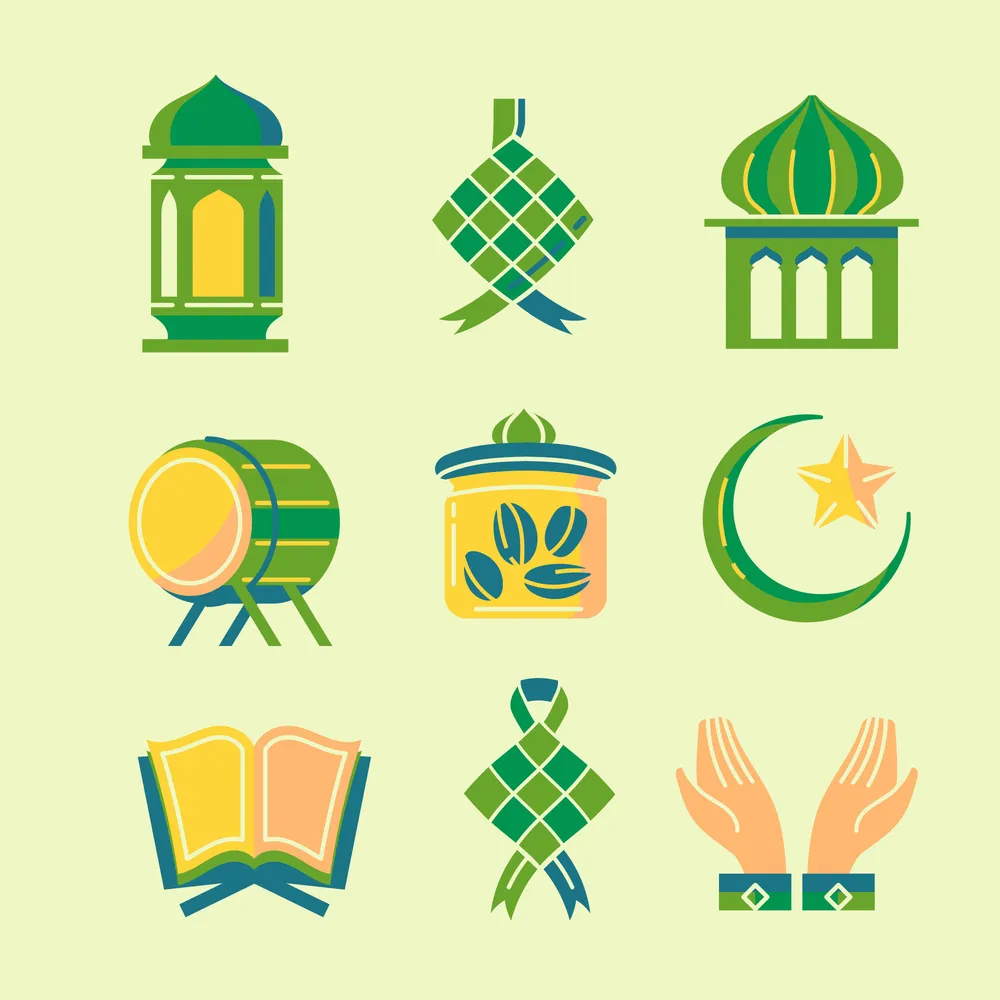 Set Of Colorful Icon for Moslem Festival