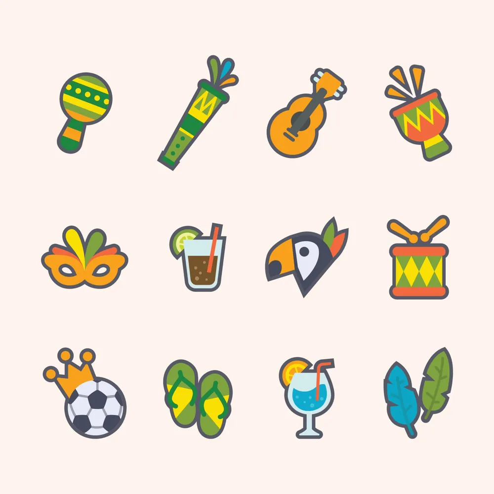 Set of Rio Festival Cartoon Icon