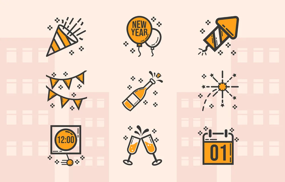 Simple Celebrate New Year Icon Pack