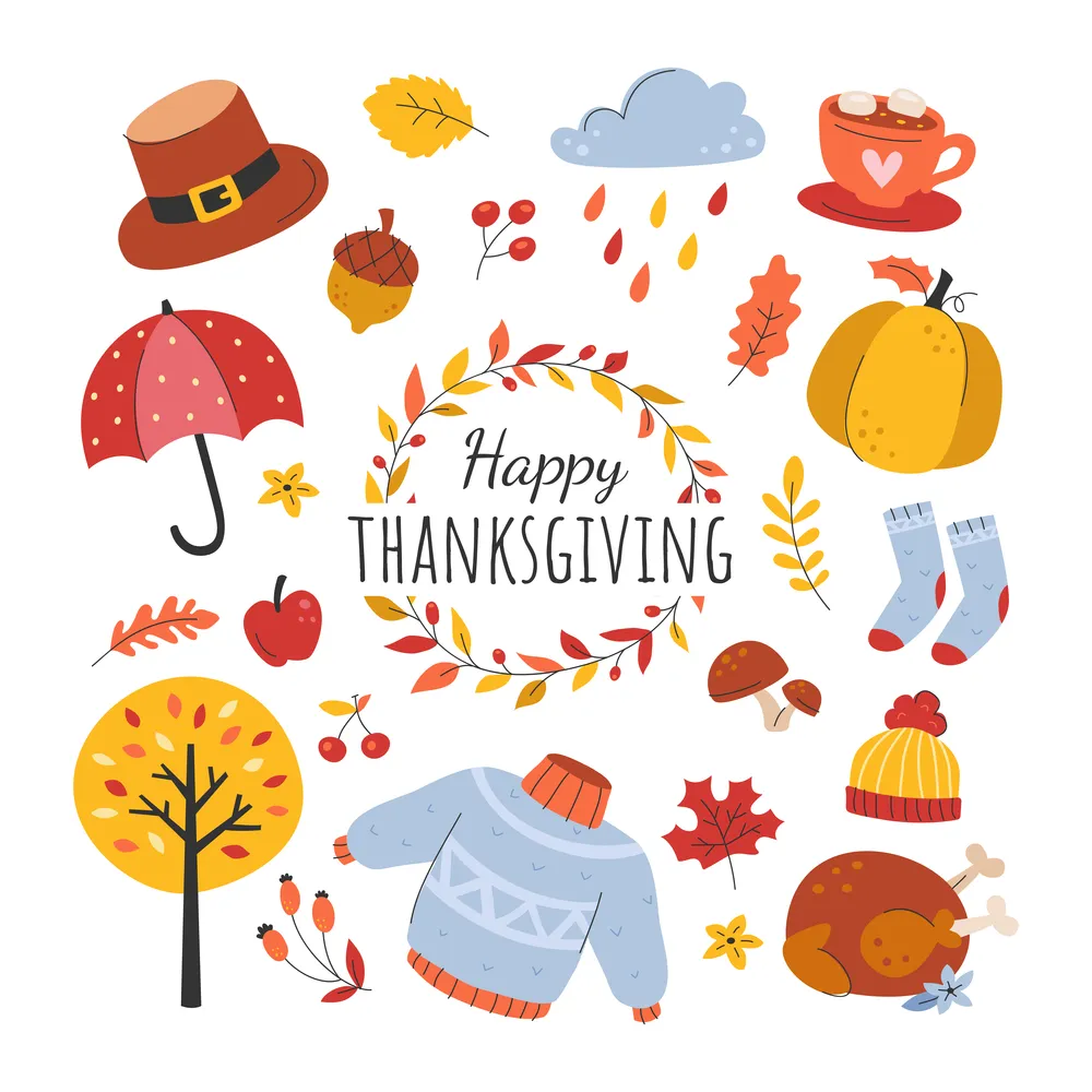 Happy Thanksgiving and Fall Icon Set