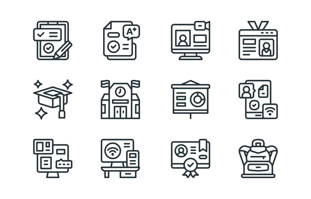 Education Icon Set with Monoline Style for Application